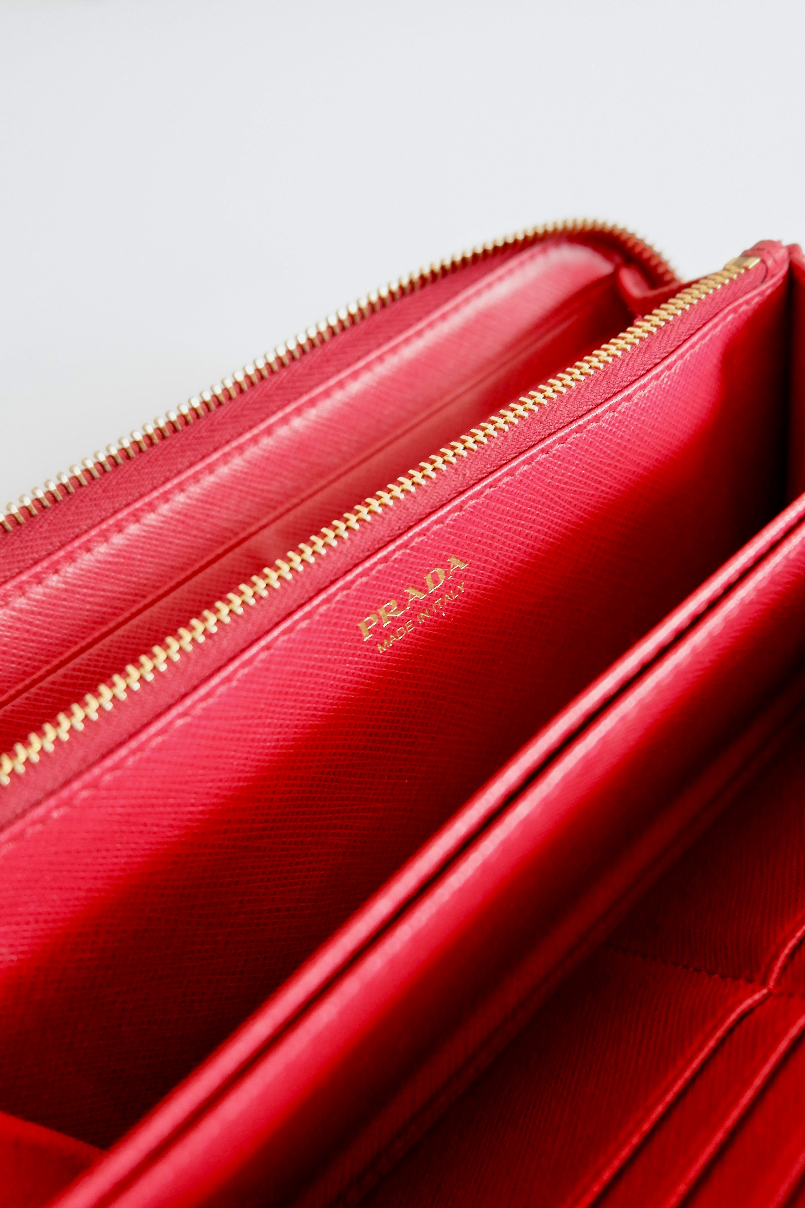 Authentic Preowned Prada Red Saffiano Leather Zip Around Wallet