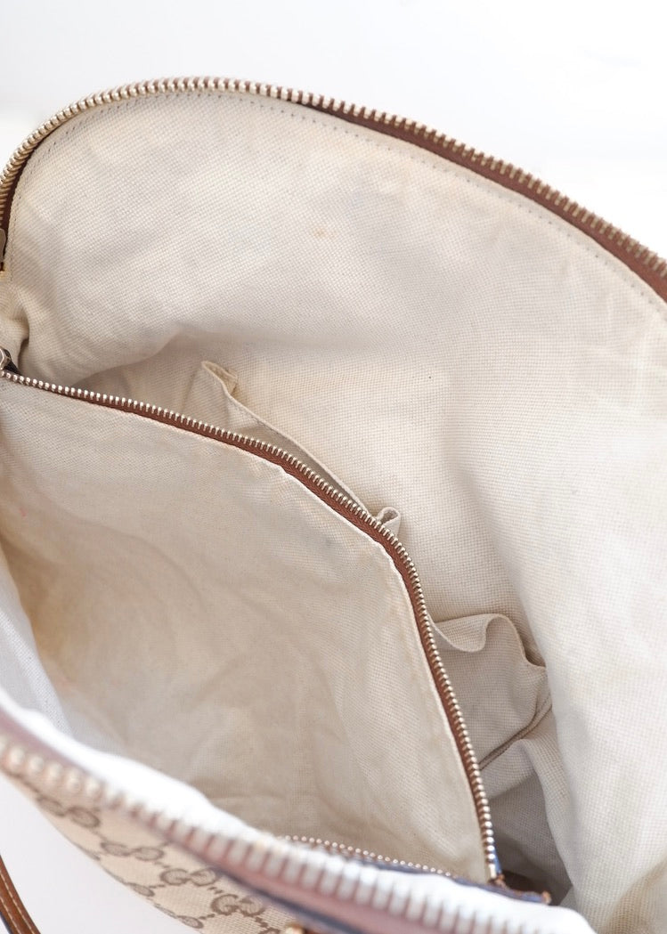 Preowned Gucci Brown GG Canvas Bowler Shoulder Bag