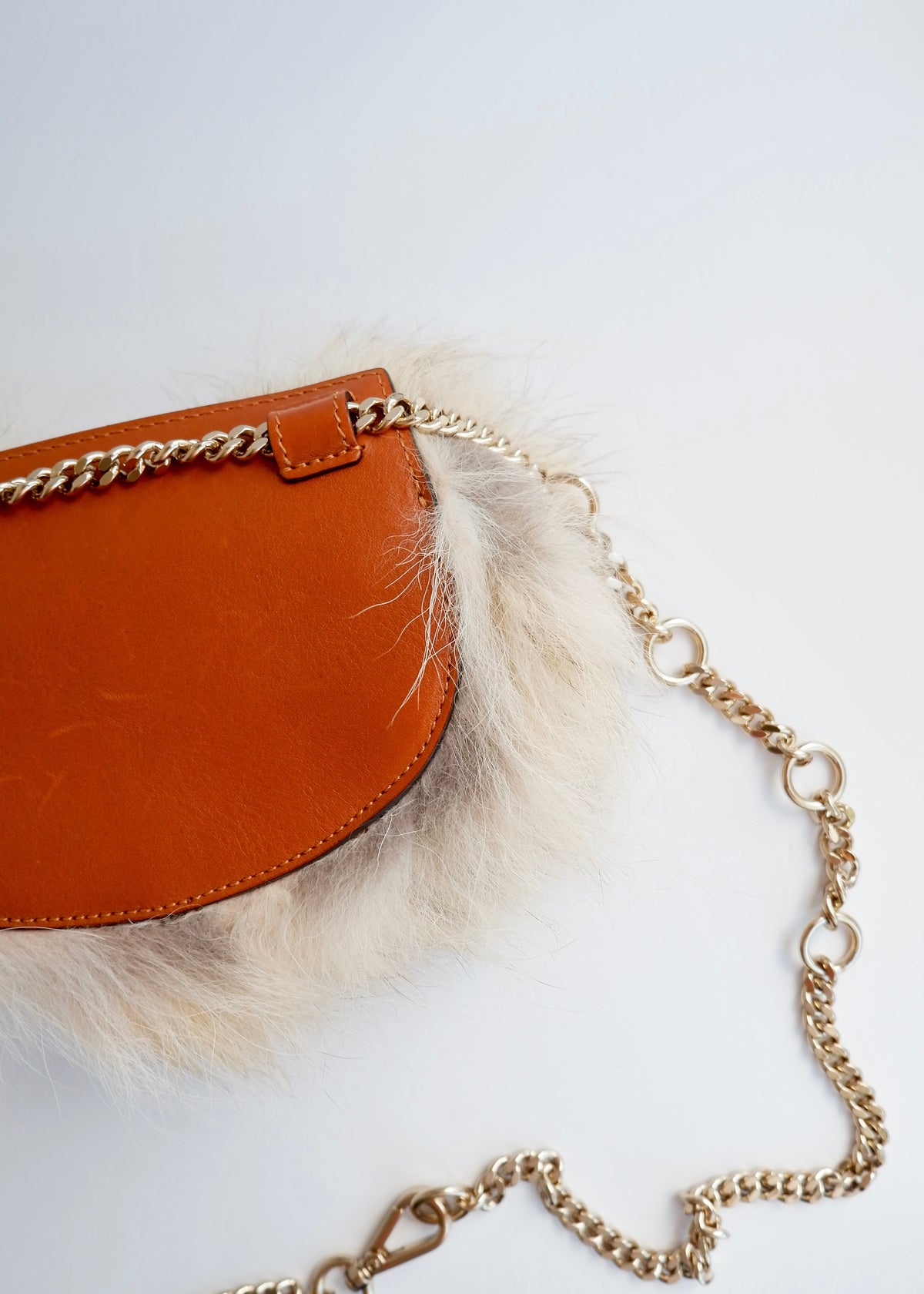 Preowned Chloé Brown Leather/ Fur Georgia Belt Bag