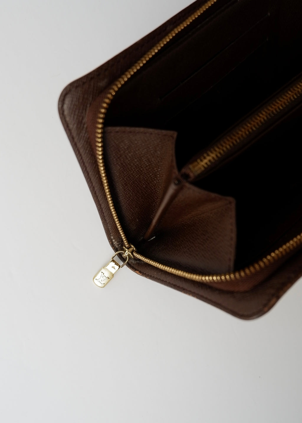 Preowned Louis Vuitton Brown Damier Ebene Long Zip Around Wallet