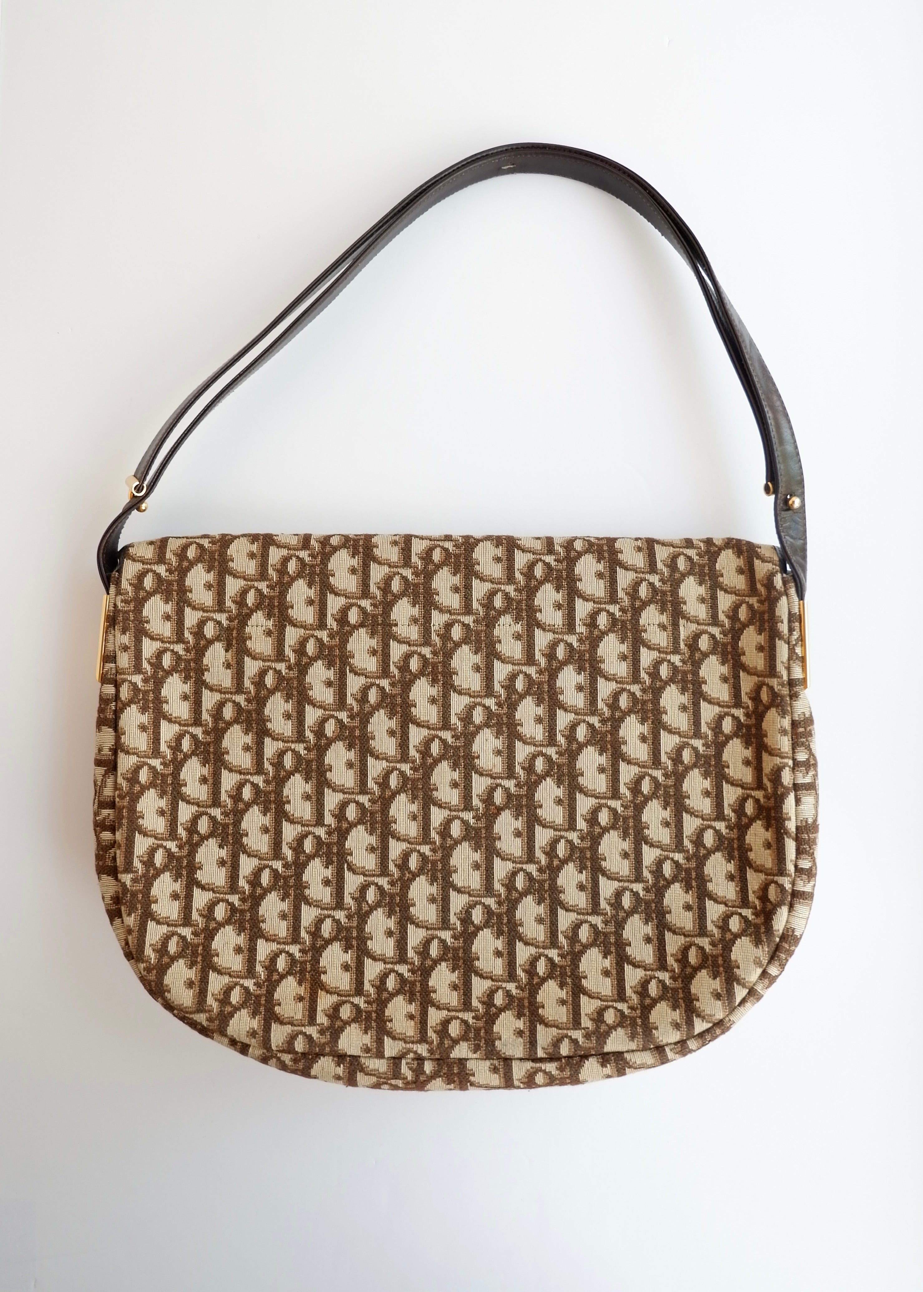 Preowned Vintage Dior Brown Trotter Shoulder Bag