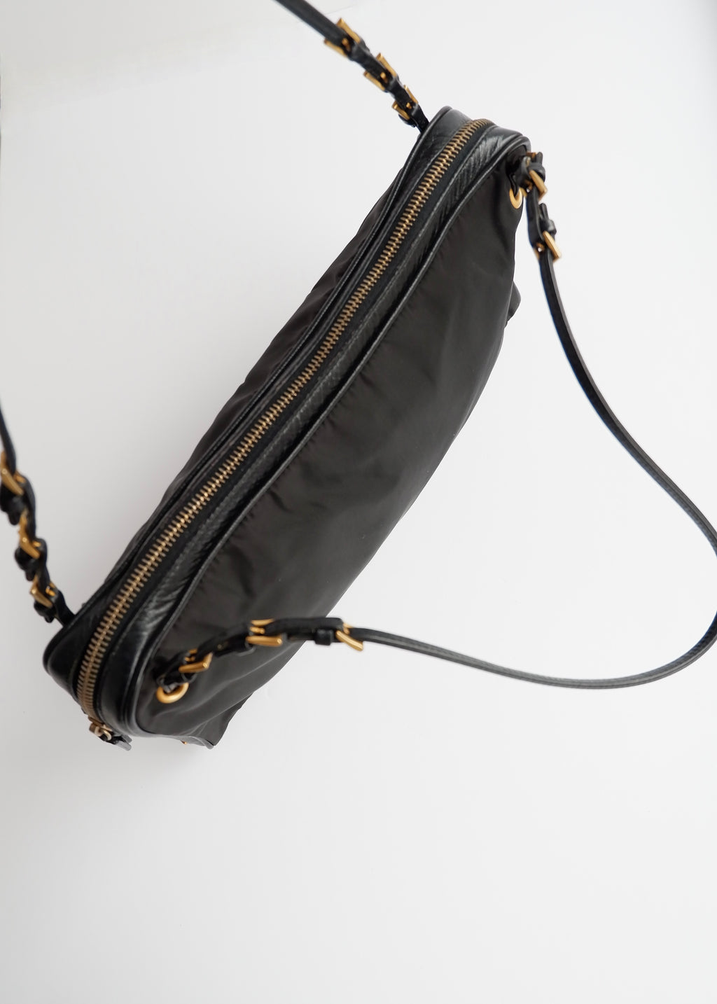 Authentic Preowned Prada Nylon/Leather Black Thin Strap Shoulder Bag GWH