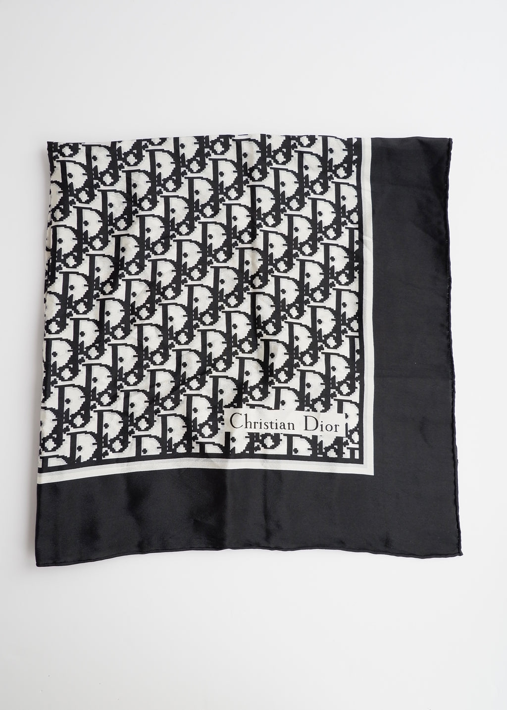 Authentic Preowned Vintage Dior Black/White Trotter Silk Scarf