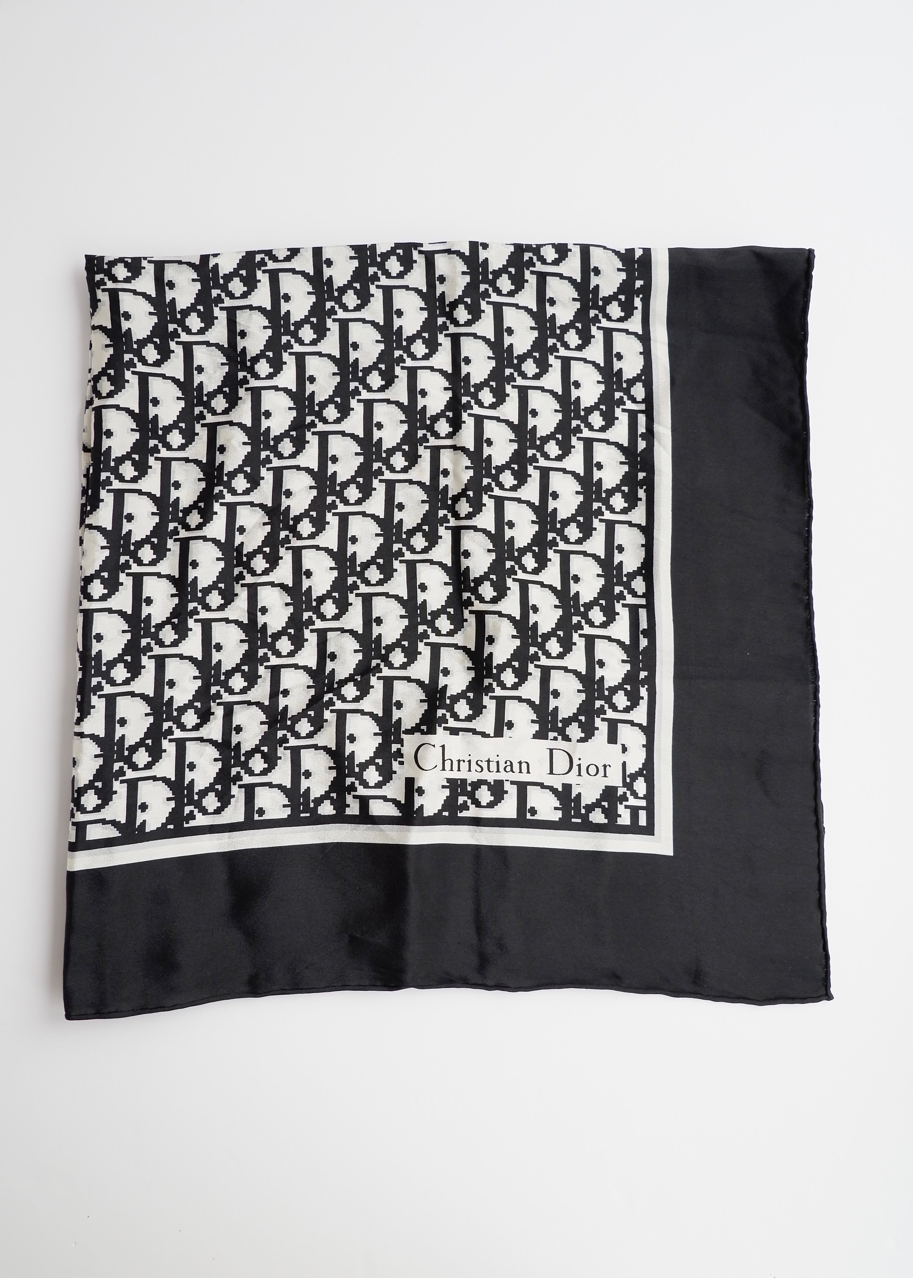 Authentic Preowned Vintage Dior Black/White Trotter Silk Scarf