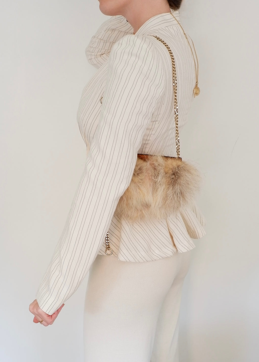 Preowned Chloé Brown Leather/ Fur Georgia Belt Bag