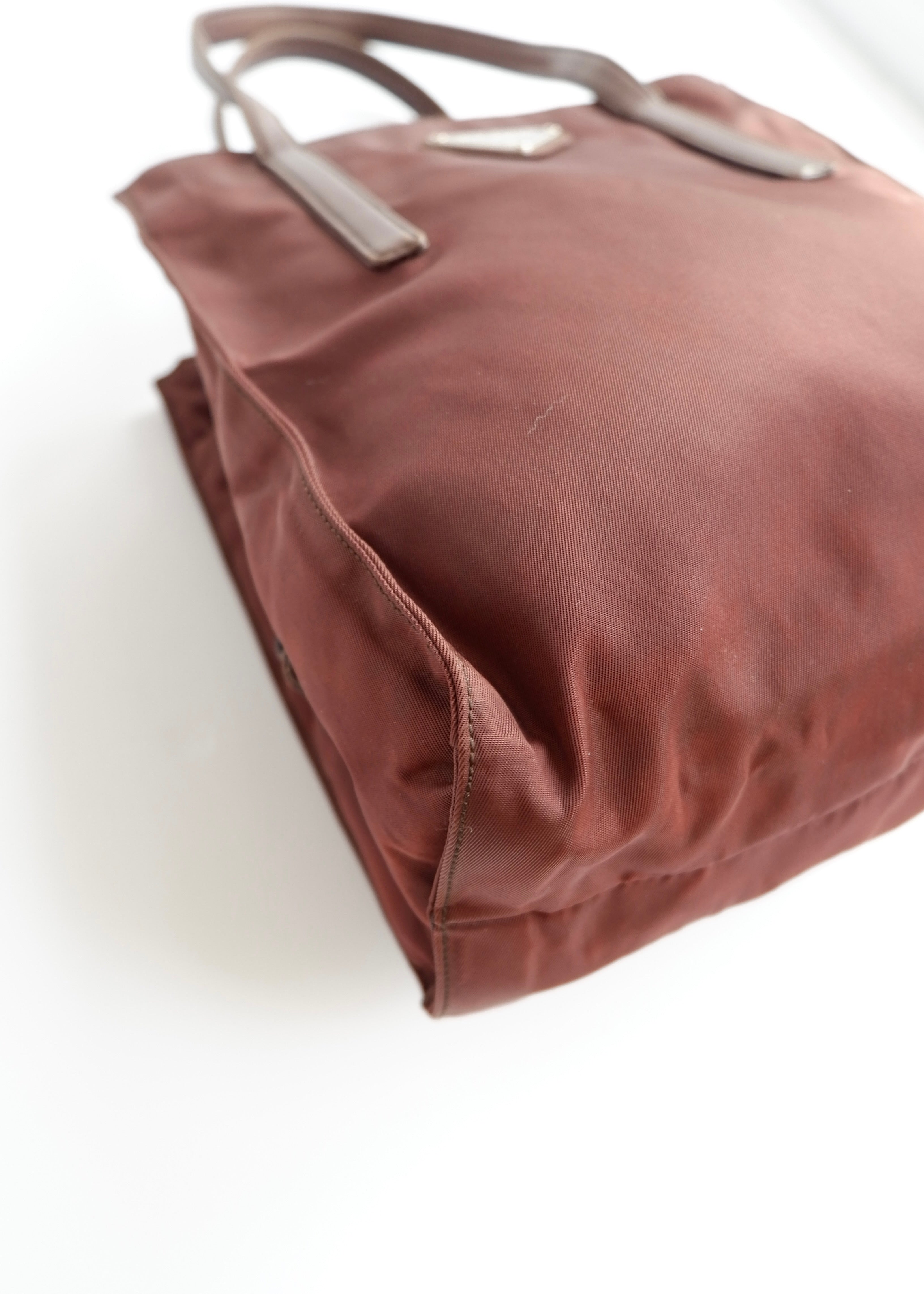 Authentic Preowned Prada Brown Nylon Leather Handle Handbag