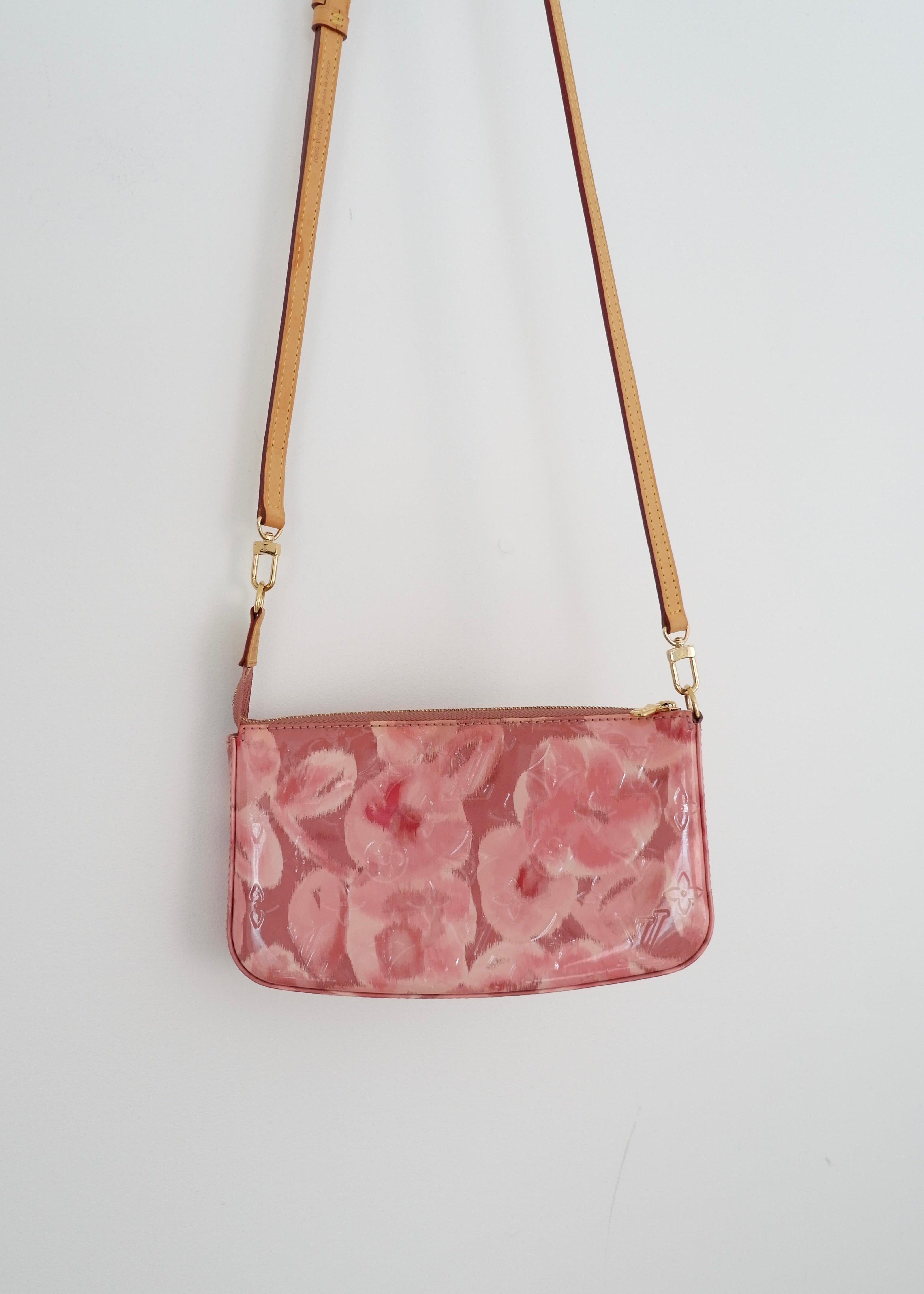 Authentic Preowned Louis Vuitton Limited Edition Rose Velours Monogram Ikat Pochette Crossbody Bag