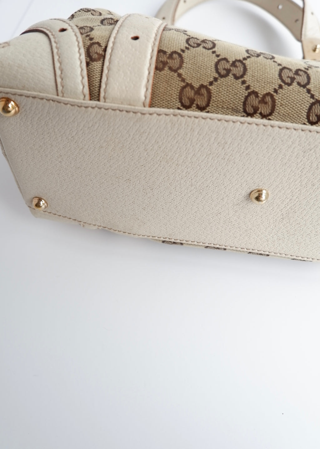 Authentic Preowned Gucci White GG Canvas/Leather Small Shoulder Bag