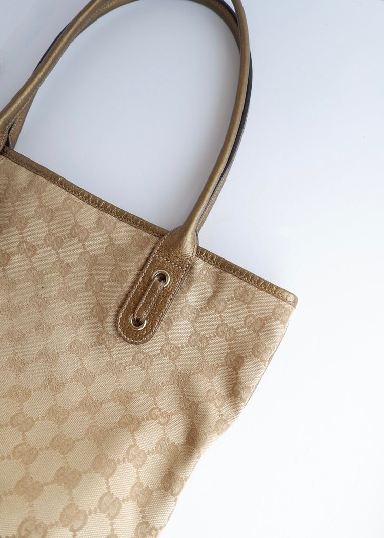 Authentic Preowned Gucci Gold GG Canvas Tote Bag