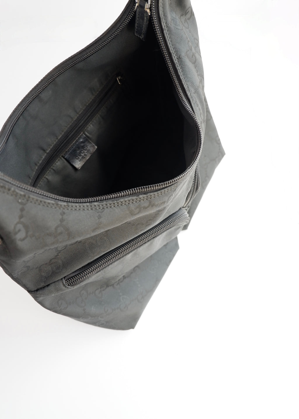 Authentic Preowned Gucci Black GG Nylon Side Pocket Shoulder Bag