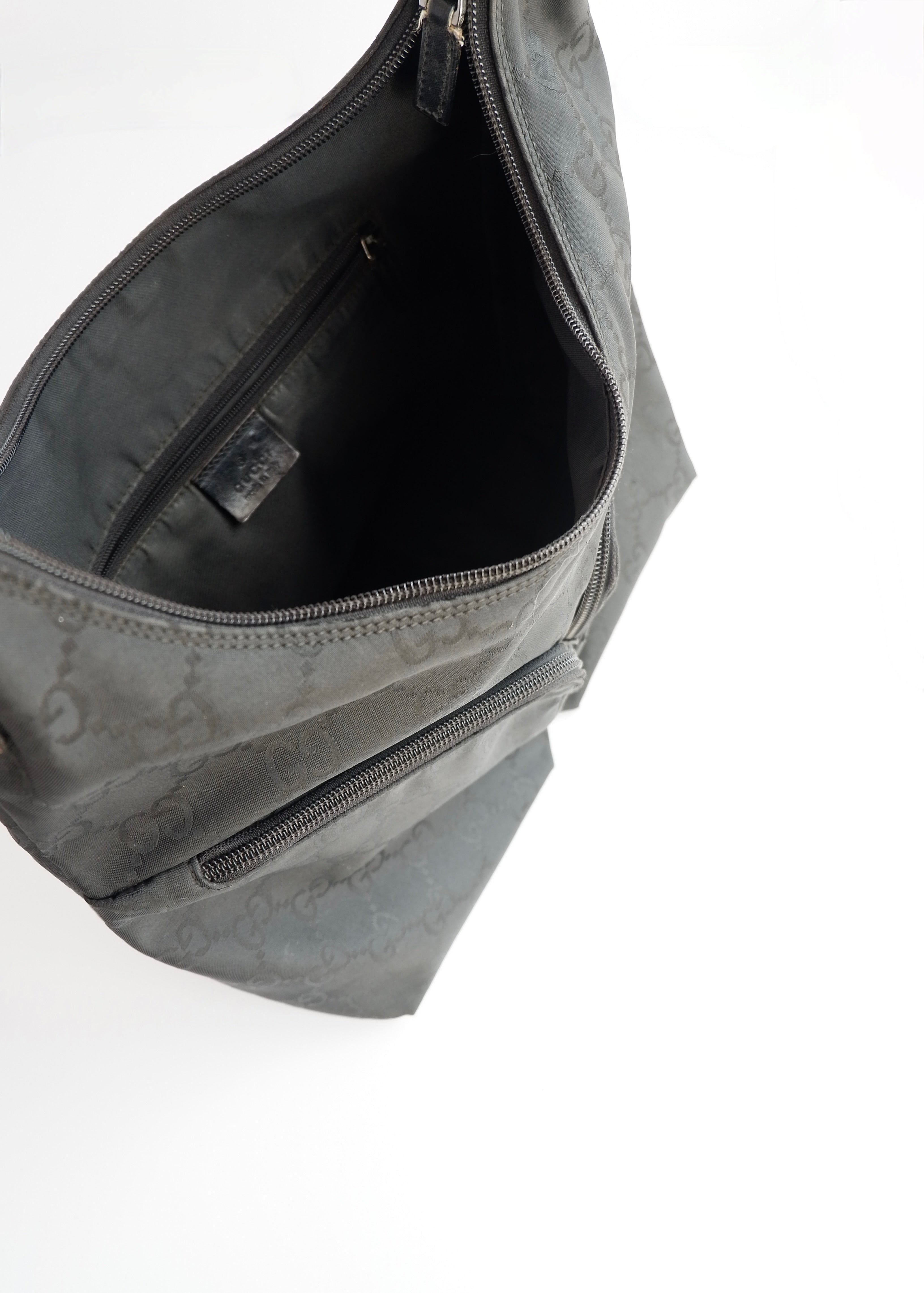 Authentic Preowned Gucci Black GG Nylon Side Pocket Shoulder Bag
