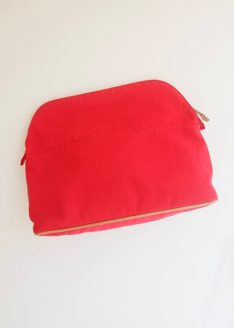 Preowned Hermes Red Canvas Boldie Cosmetic Bag