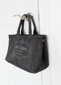 Authentic Preowned Prada Black Denim Canapa Tote w/ Strap