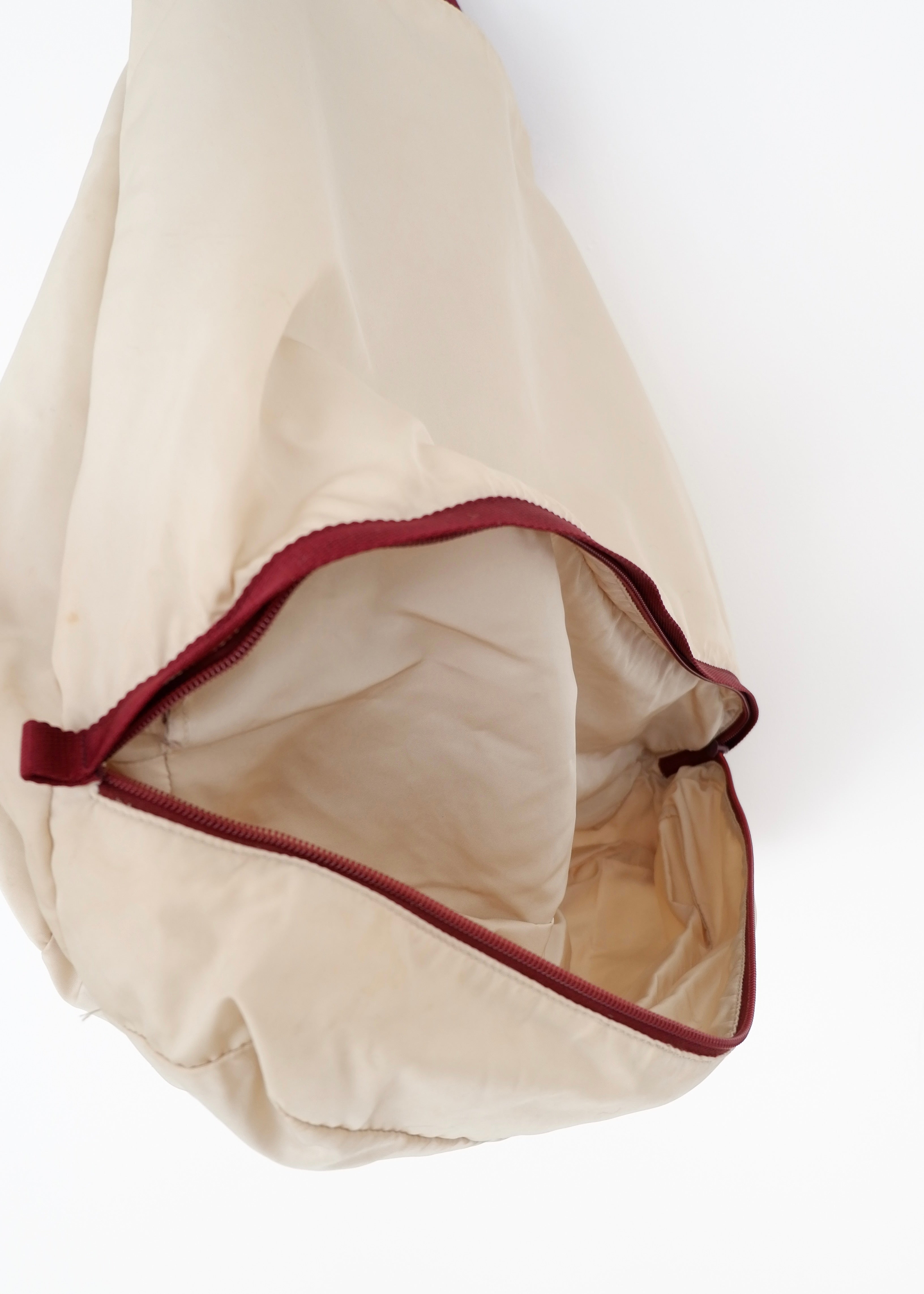 Authentic Preowned Prada Beige/ Burgundy Nylon Oversized Tote Bag