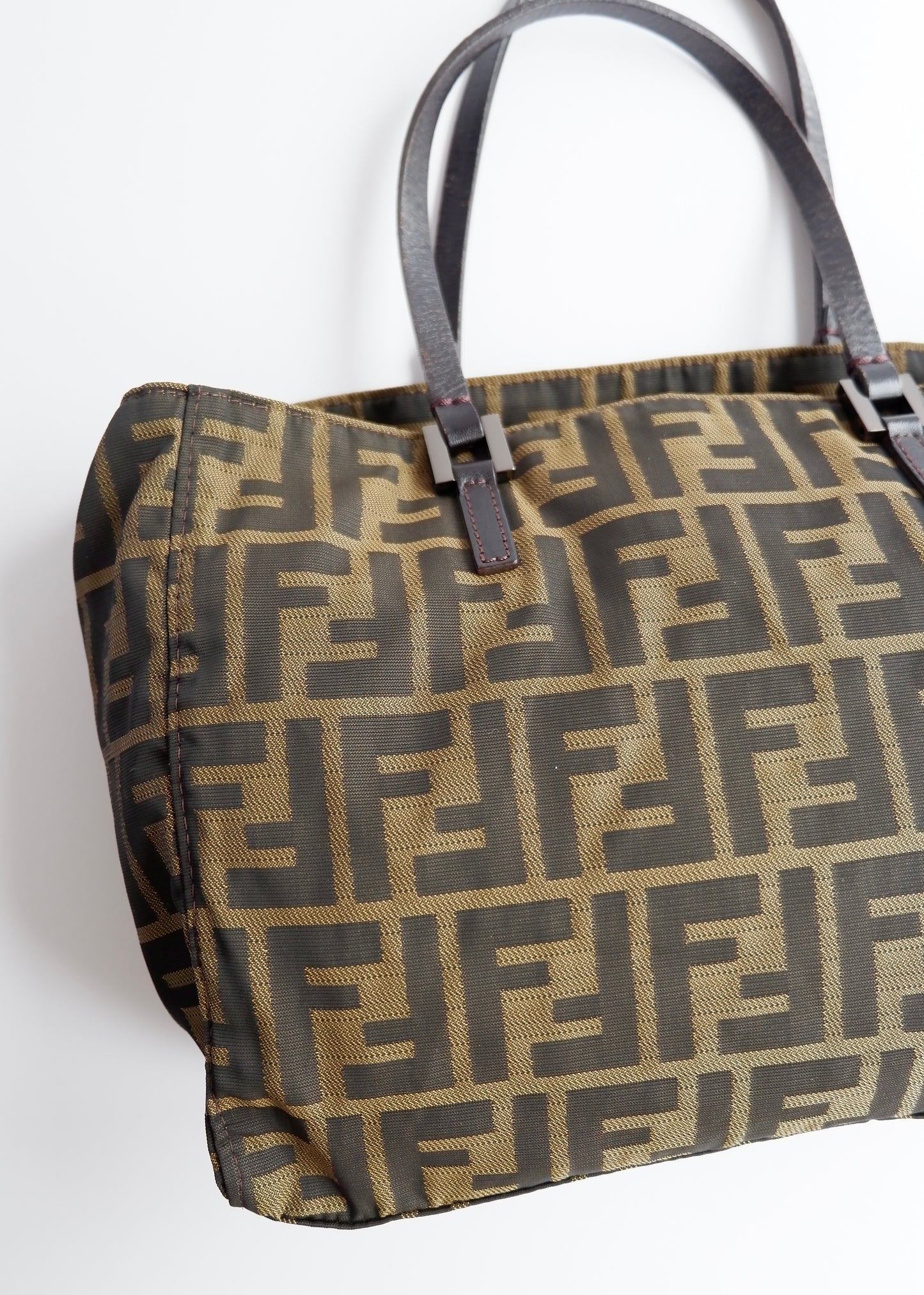 Authentic Preowned Vintage Fendi Brown Zucca Canvas Handbag