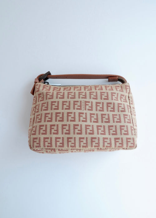 Pochette Fendi Zucchino rose poudré authentique d'occasion