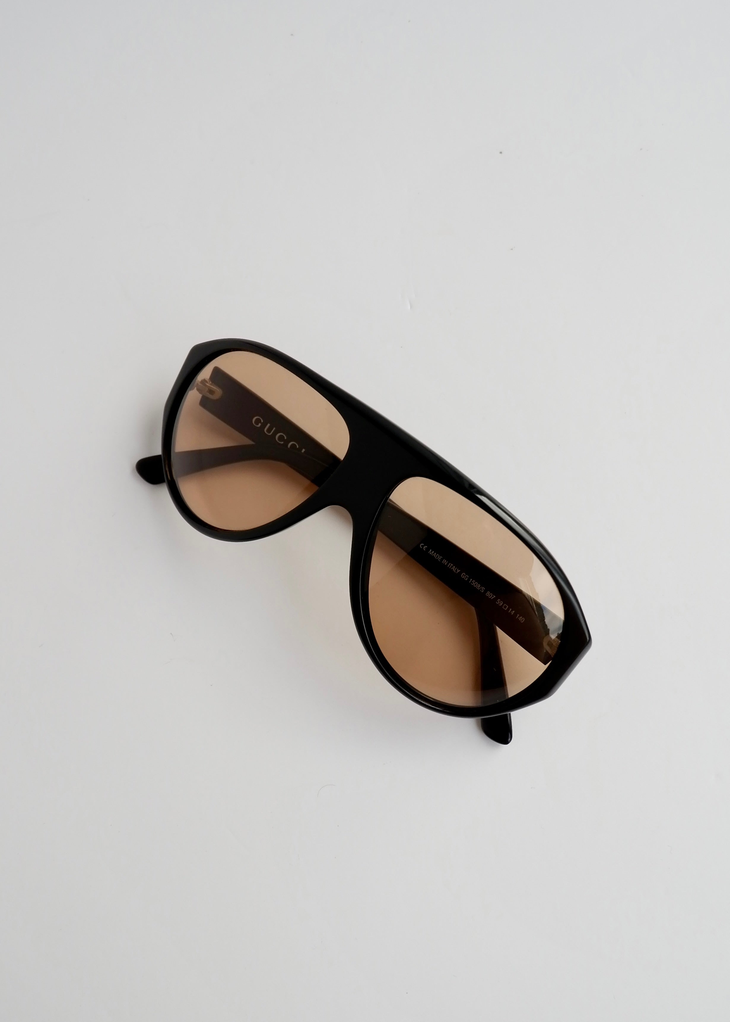Authentic Preowned Gucci Black Aviator Acetate Frame Sunglasses