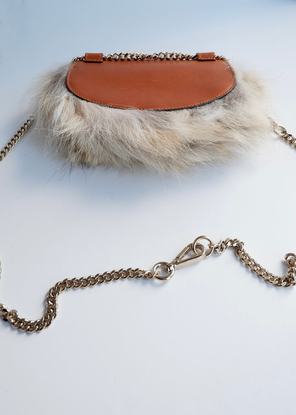 Preowned Chloé Brown Leather/ Fur Georgia Belt Bag