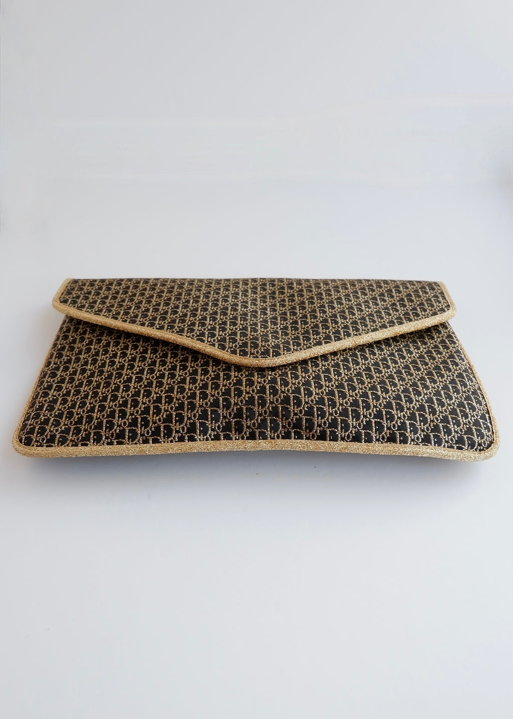 Preowned Vintage Christian Dior Navy/ Gold Fabric Pouch