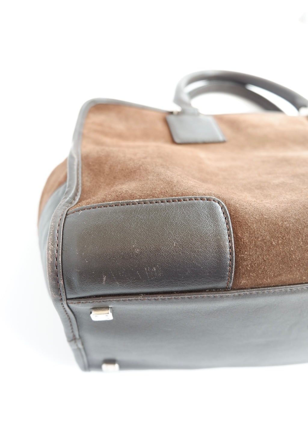 Authentique Sac à main vintage Loewe Amazona en daim et cuir marron pré-adoré