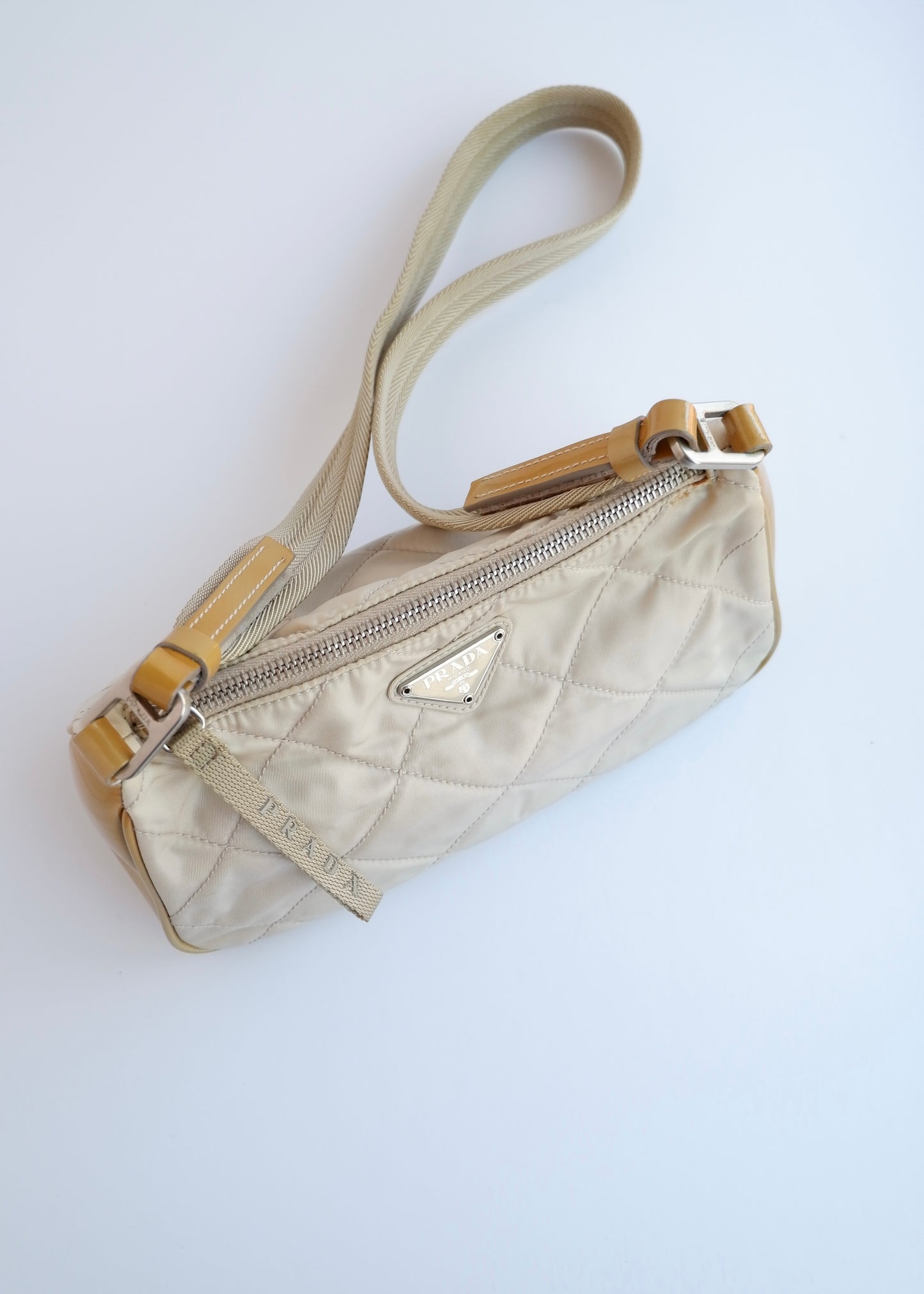 Authentic Preowned Prada Beige Quilted Nylon Crossbody Bag