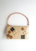 Authentique Pochette Louis Vuitton Lexington en Cuir Verni Beige Floral d'occasion
