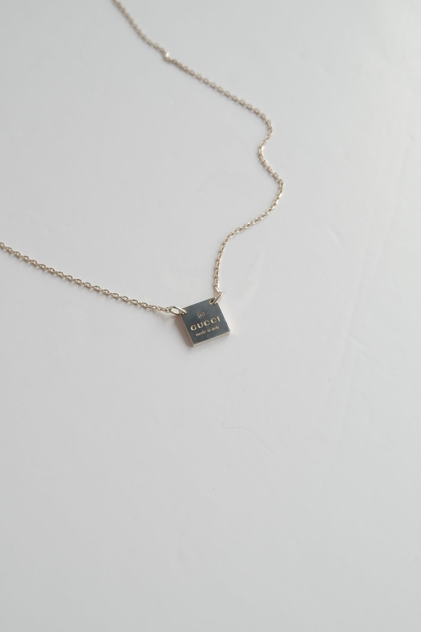 Authentic Preowned Gucci Silver Square Pendant Necklace