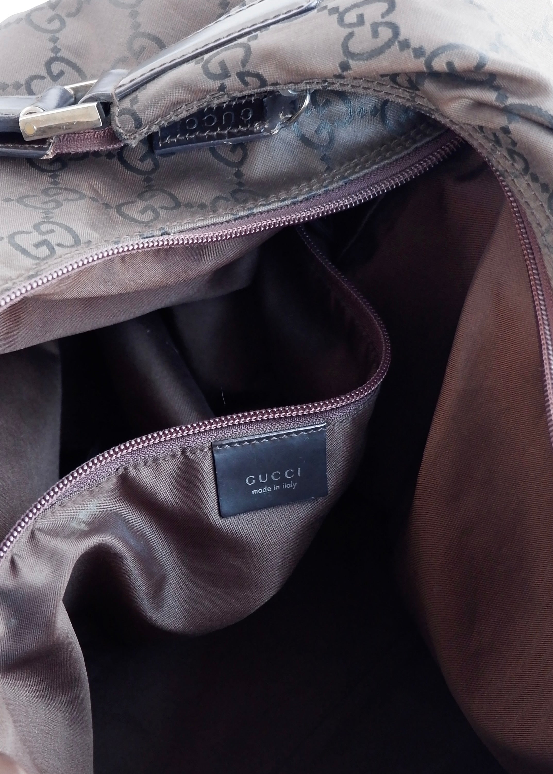Authentic Preowned Gucci Brown GG Nylon Extra Large Hobo Bag