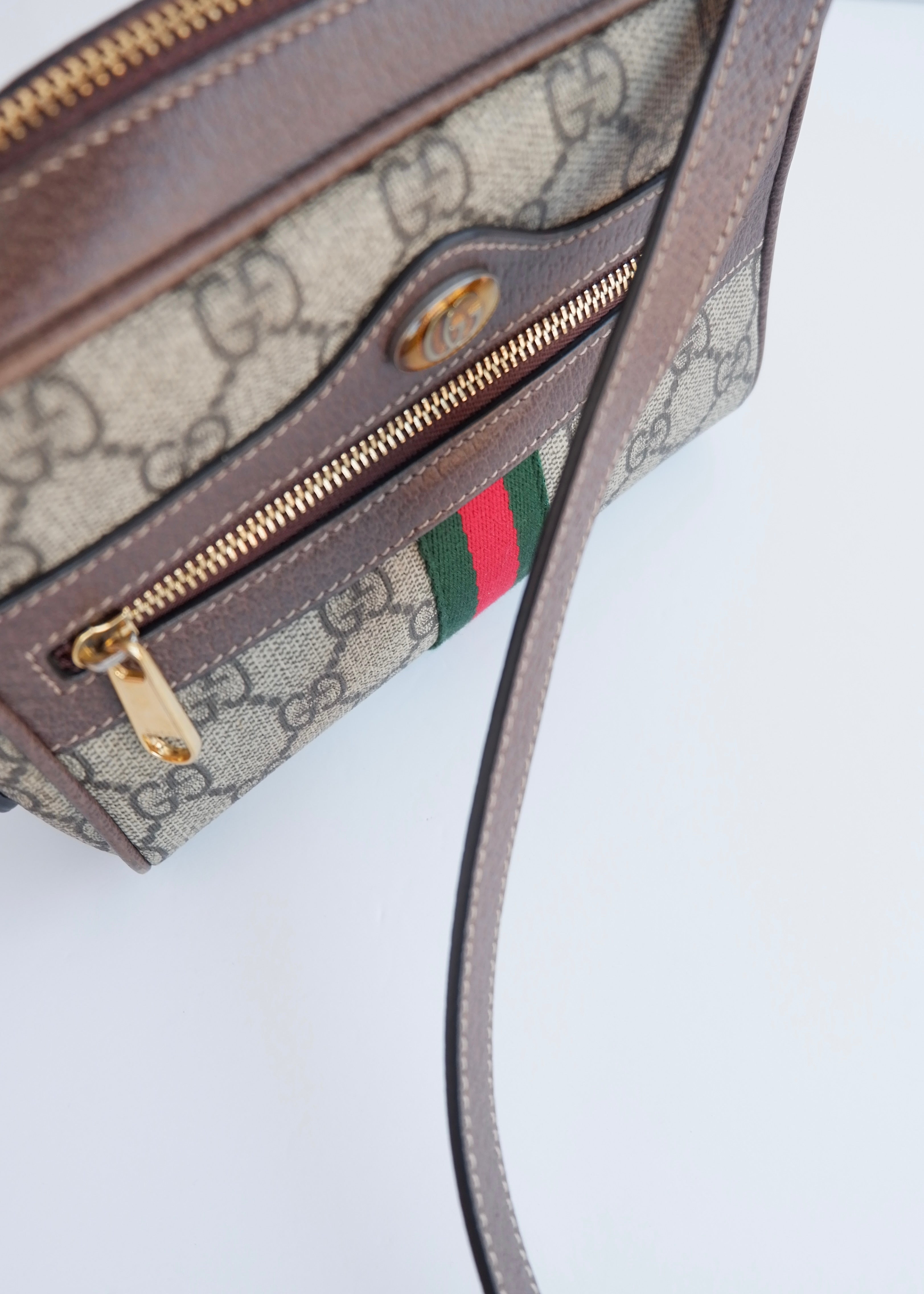 Authentique Sac bandoulière mini Ophidia Gucci en toile GG marron d'occasion