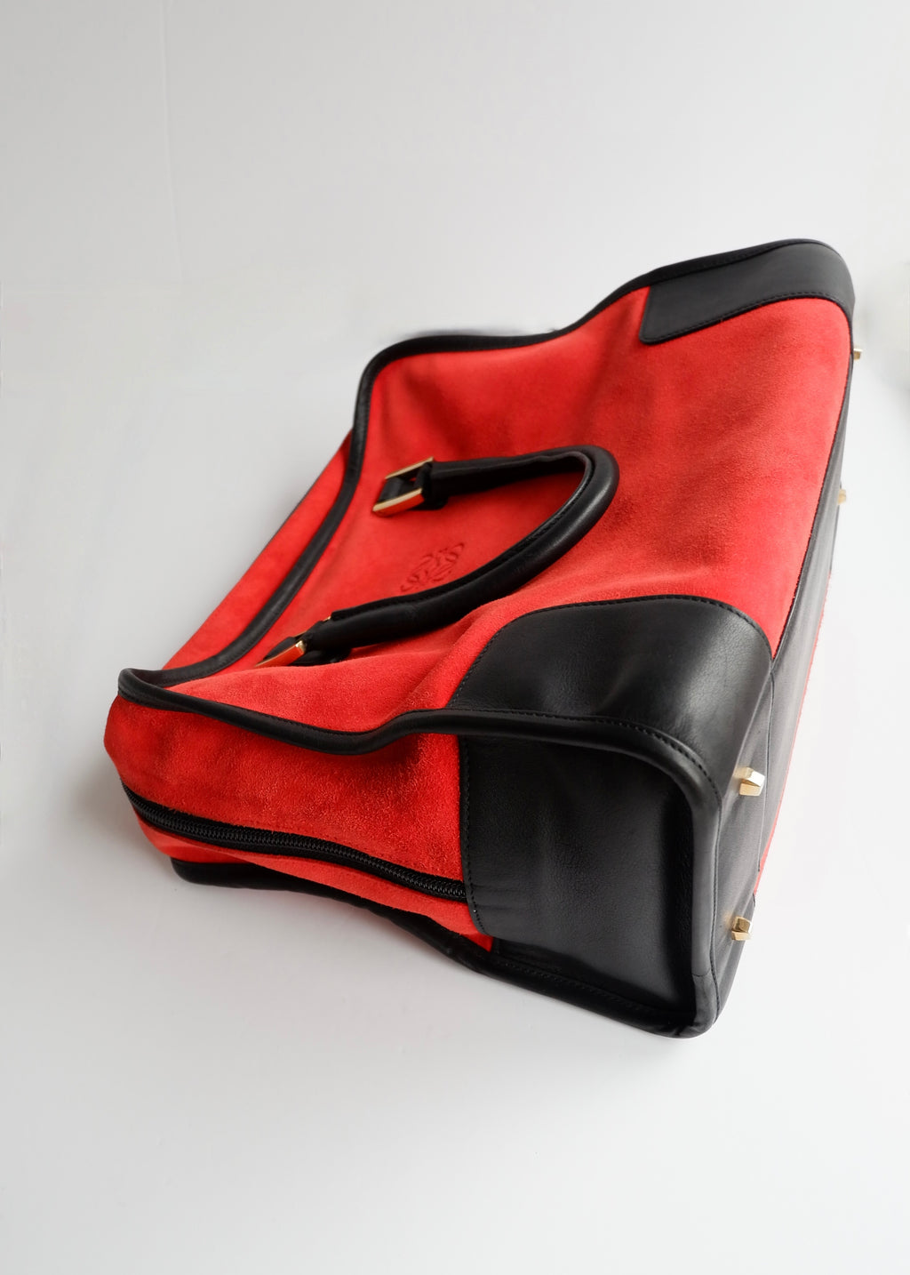 Preowned Loewe Red/Black Suede Amazona Handbag