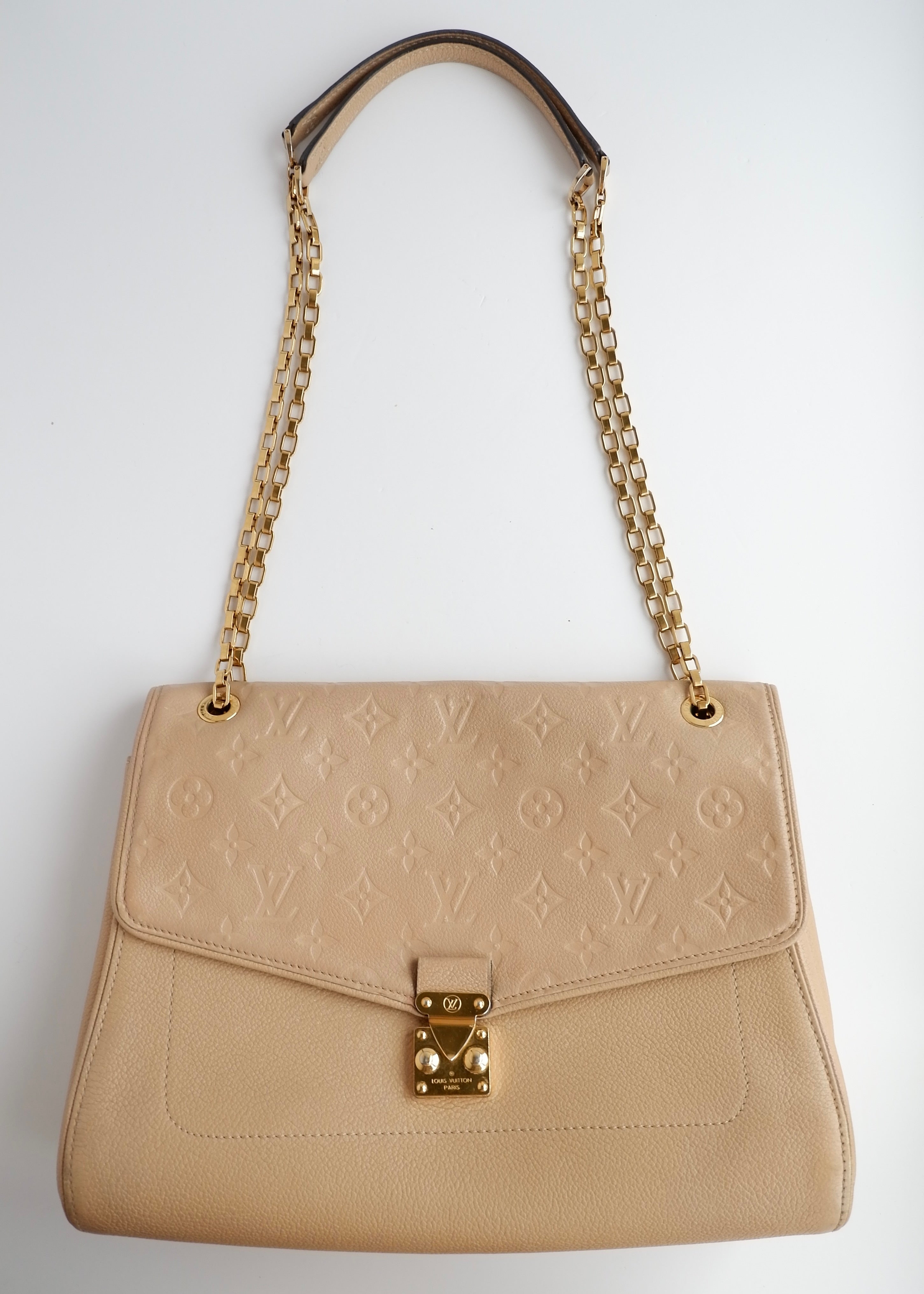 Authentic Preowned Louis Vuitton Cream Monogram Empreinte Leather St Germain MM Shoulder Bag