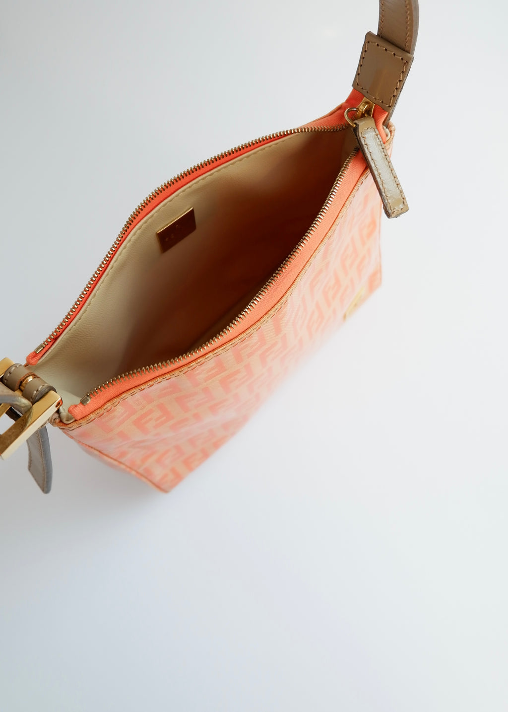Authentique sac micro bandoulière Fendi Orange Zucchino en toile enduite d'occasion