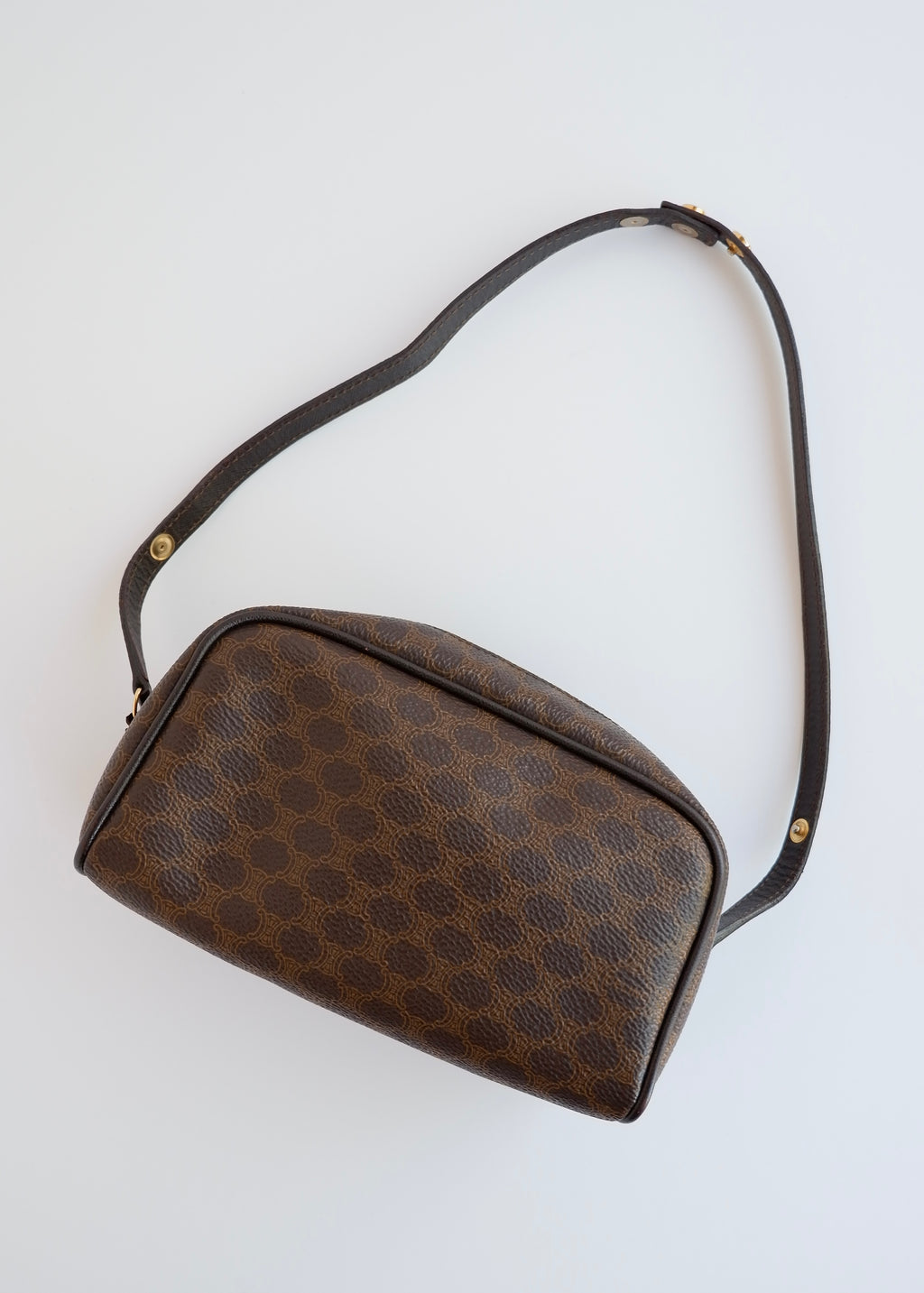 Authentic Preowned Vintage Celine Brown Coated Canvas Macadam Micro Shoulder Bag