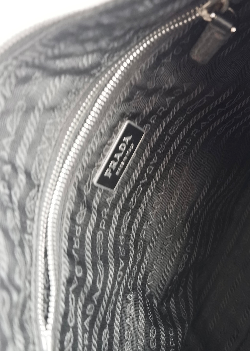 Authentic Preowned Prada Black Nylon Embroidered Hobo Shoulder Bag