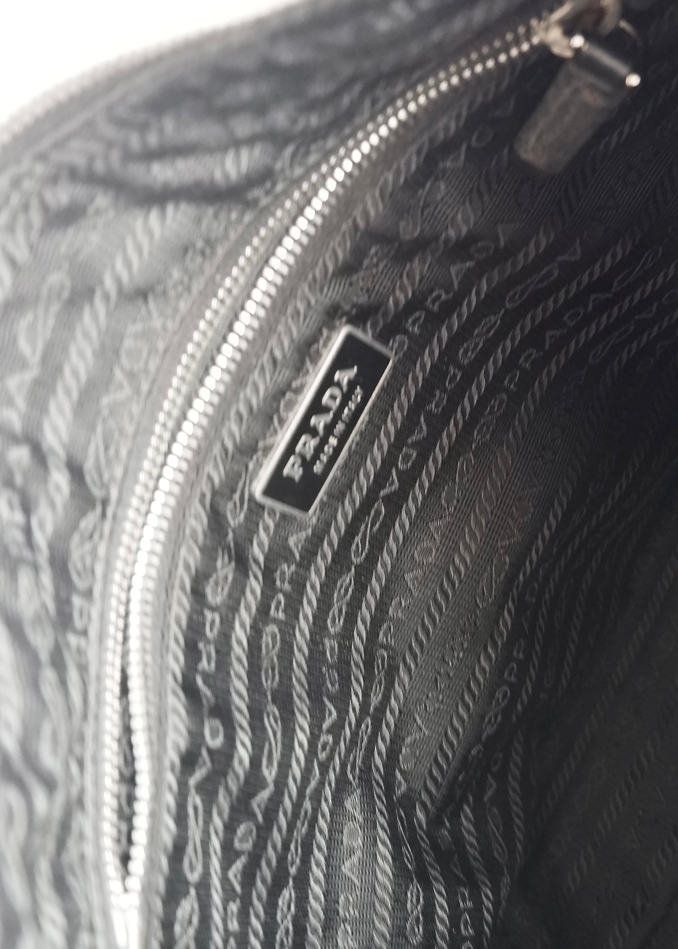 Authentic Preowned Prada Black Nylon Embroidered Hobo Shoulder Bag