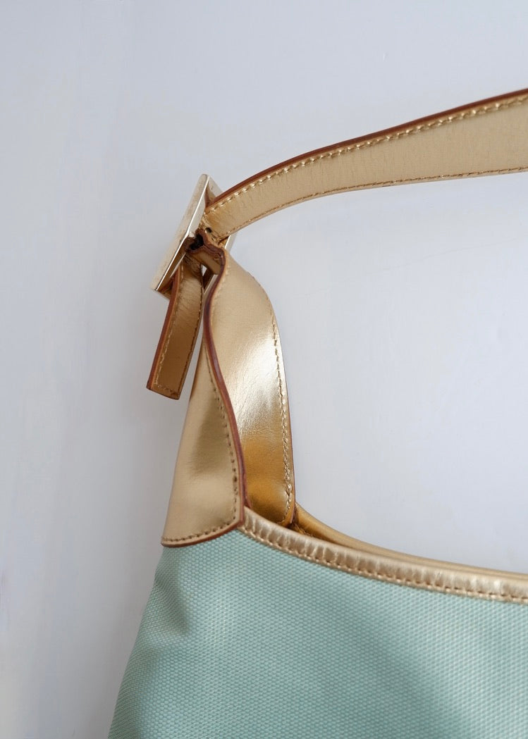 Authentique sac à bandoulière Gucci Jackie bleu/doré d'occasion