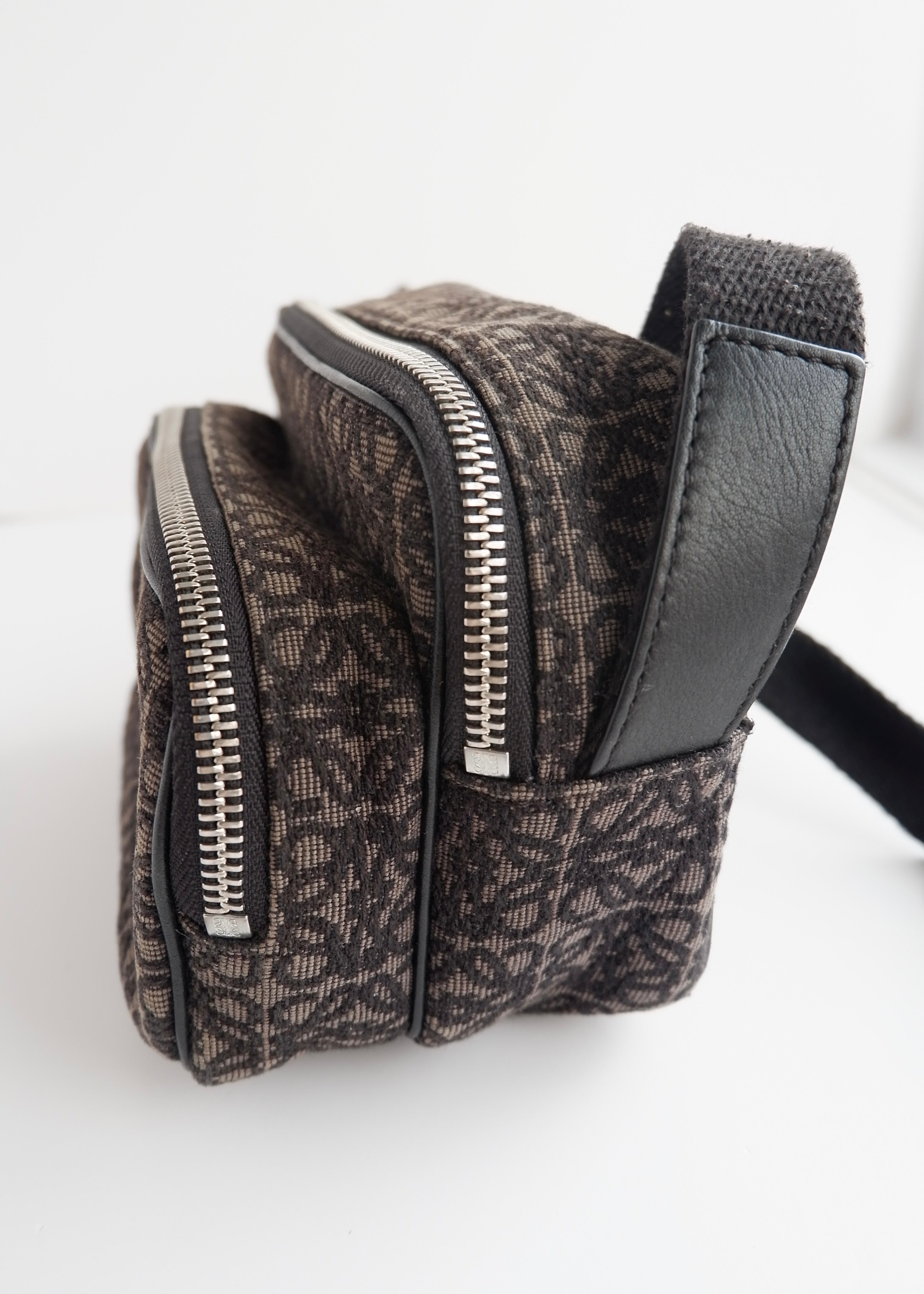 Authentic Preowned Loewe Black Canvas Anagram Crossbody Bag