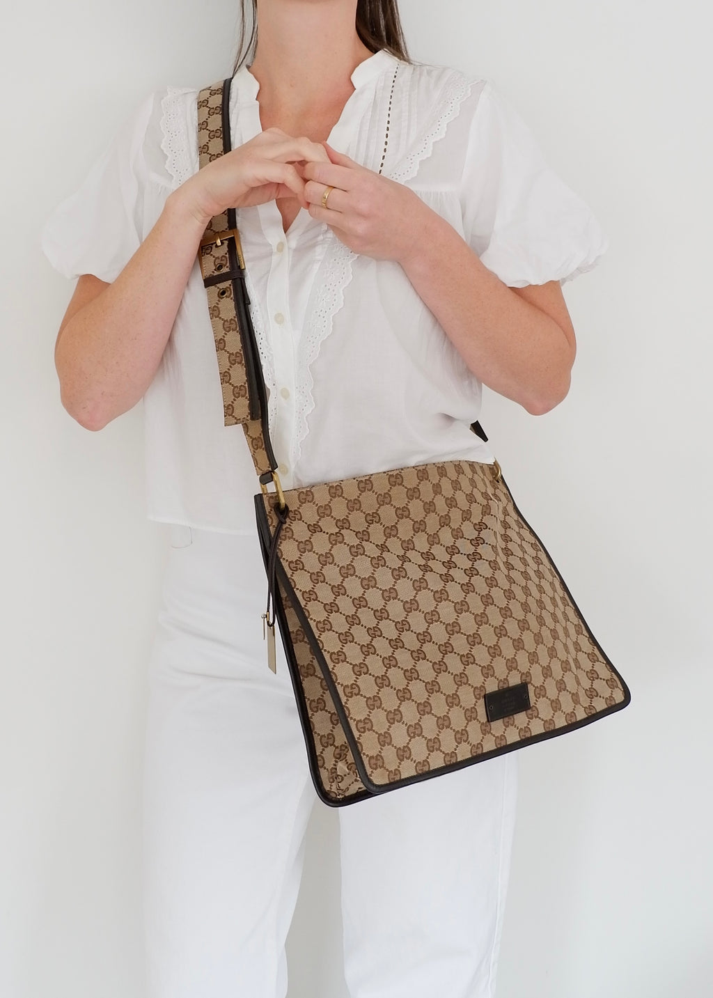 Authentic Preowned Gucci Brown GG Canvas Crossbody Bag
