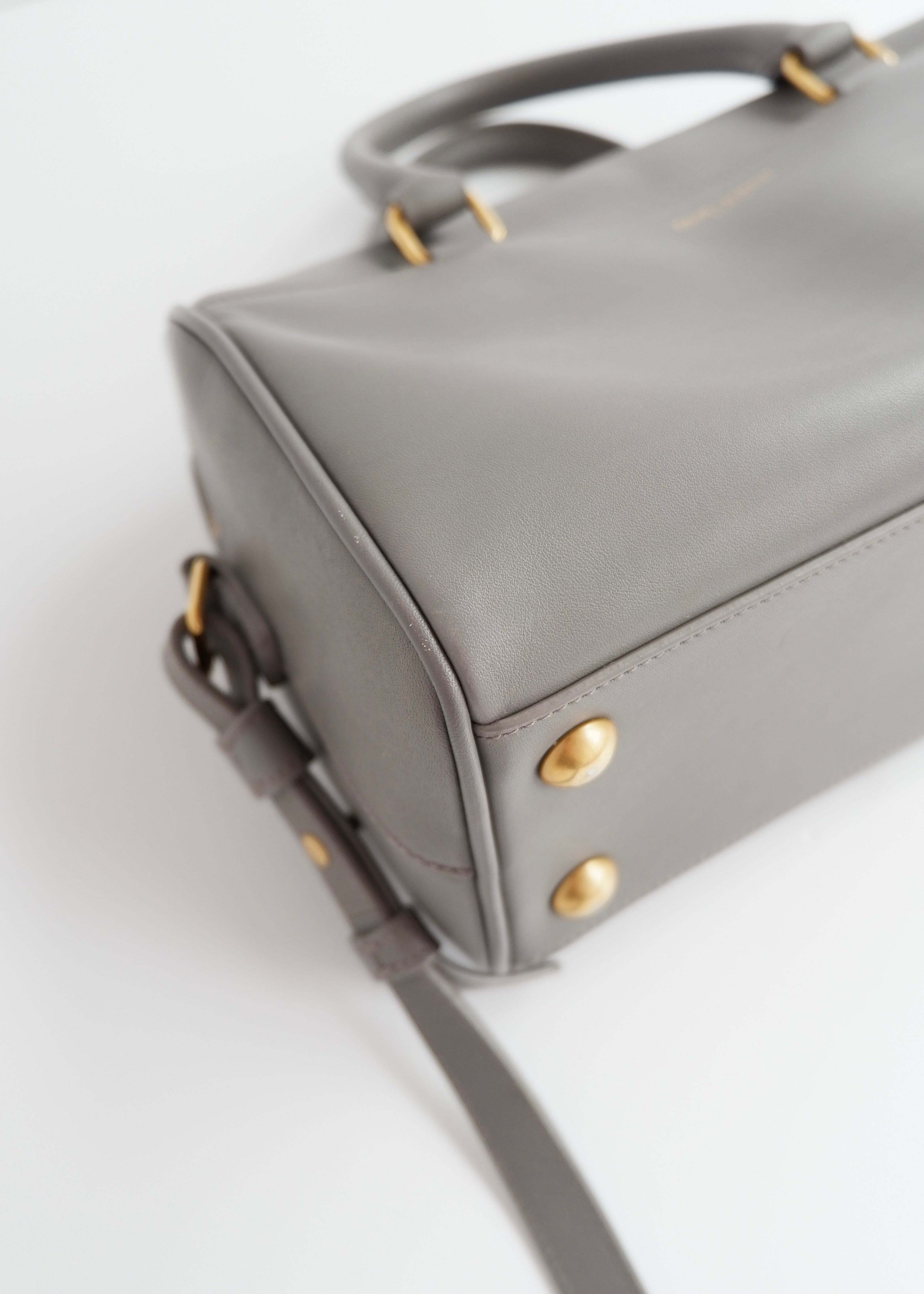 Authentic Preowned Saint Laurent Grey Leather Baby Two Way Duffle