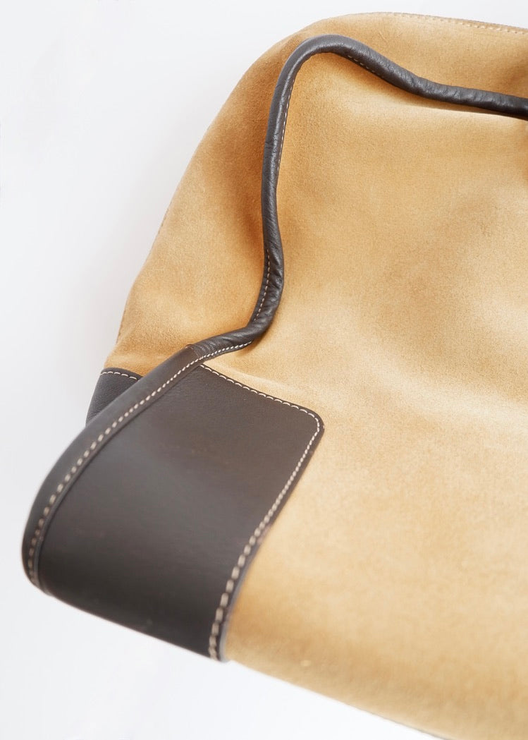 Sac à main Loewe Amazona Grand Modèle en Daim Marron Authentique d'Occasion