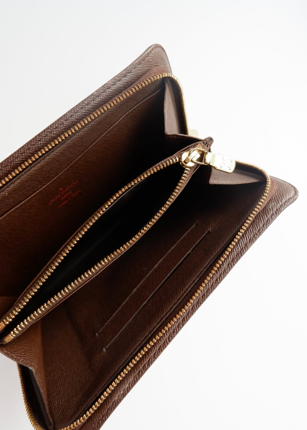 Preowned Louis Vuitton Brown Damier Ebene Long Zip Around Wallet