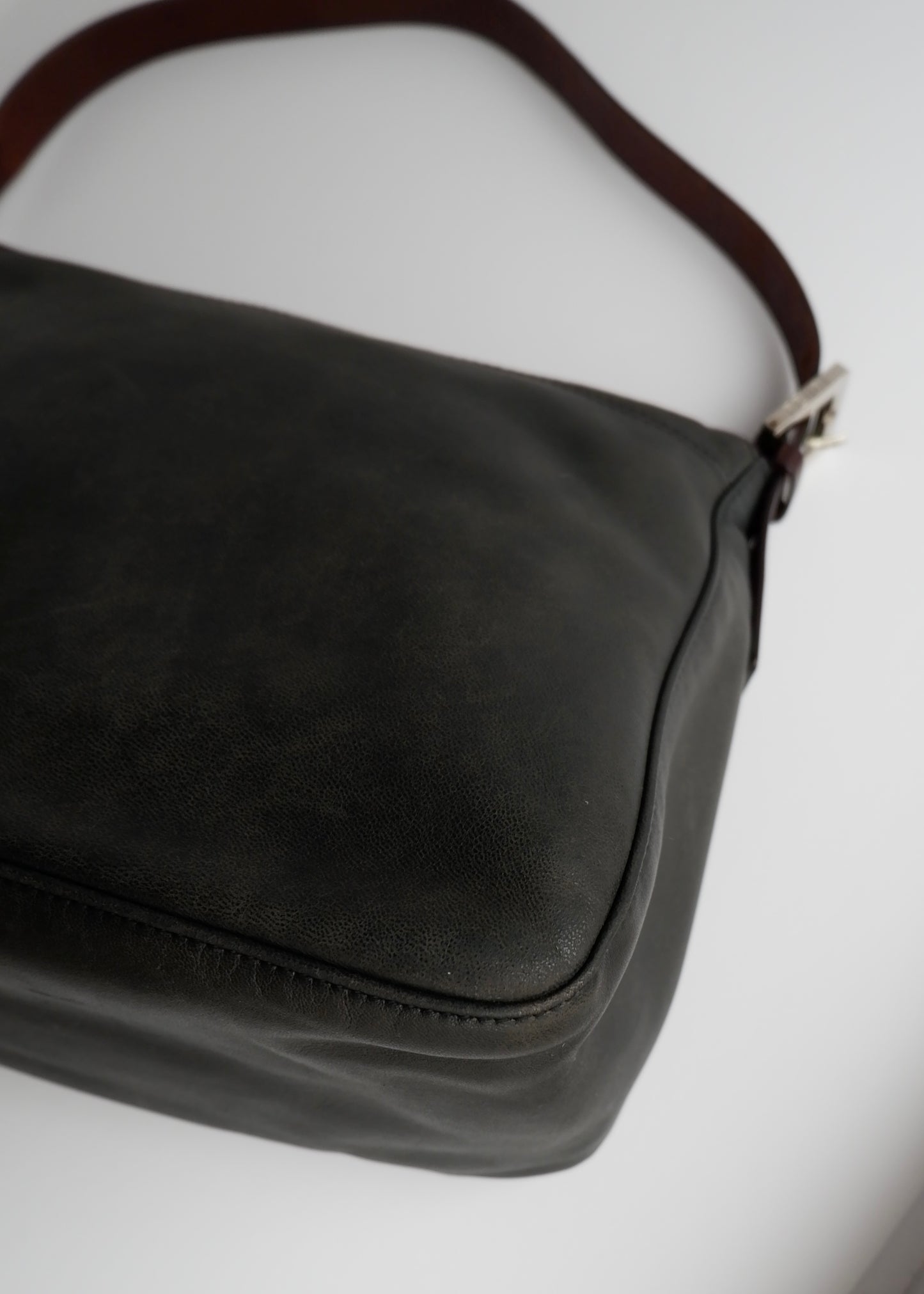 Authentic Preowned Fendi Black/Brown Leather Mamma Baguette Shoulder Bag