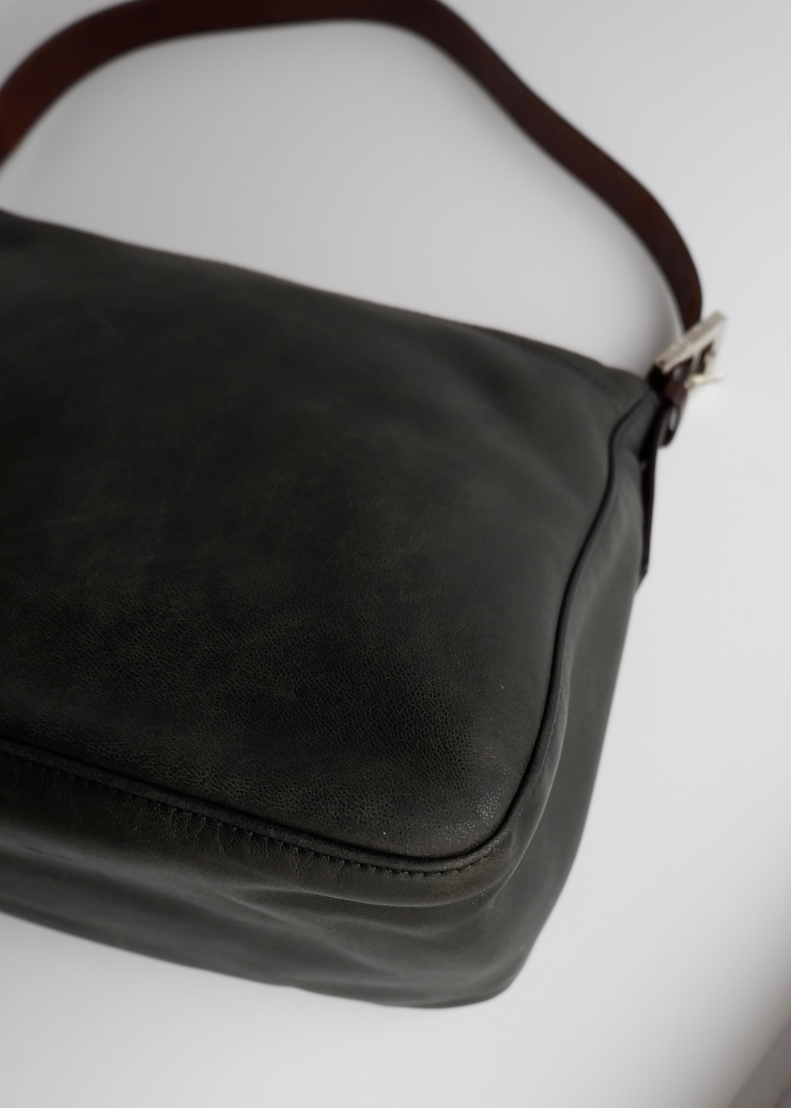 Authentic Preowned Fendi Black/Brown Leather Mamma Baguette Shoulder Bag