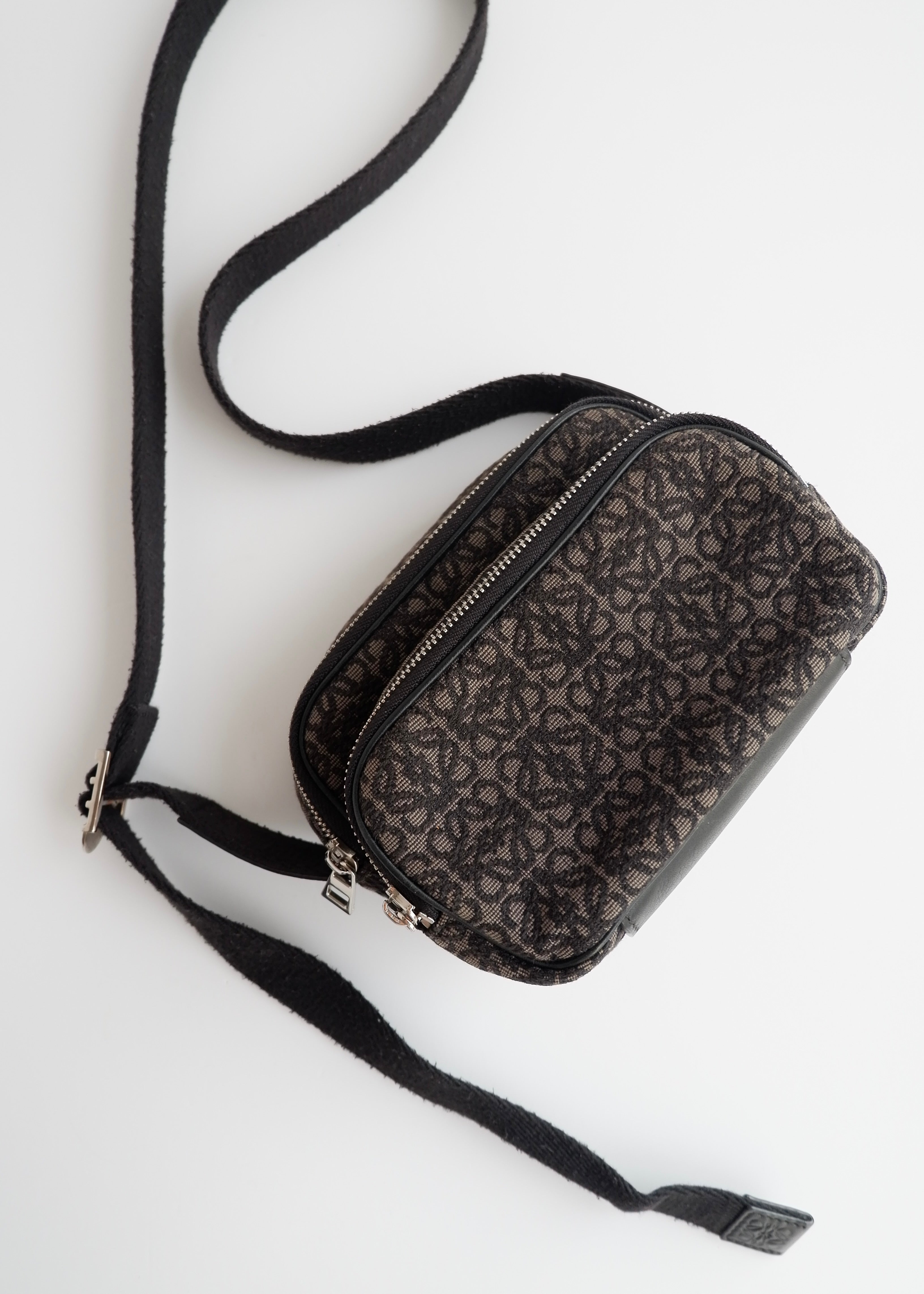 Authentic Preowned Loewe Black Canvas Anagram Crossbody Bag