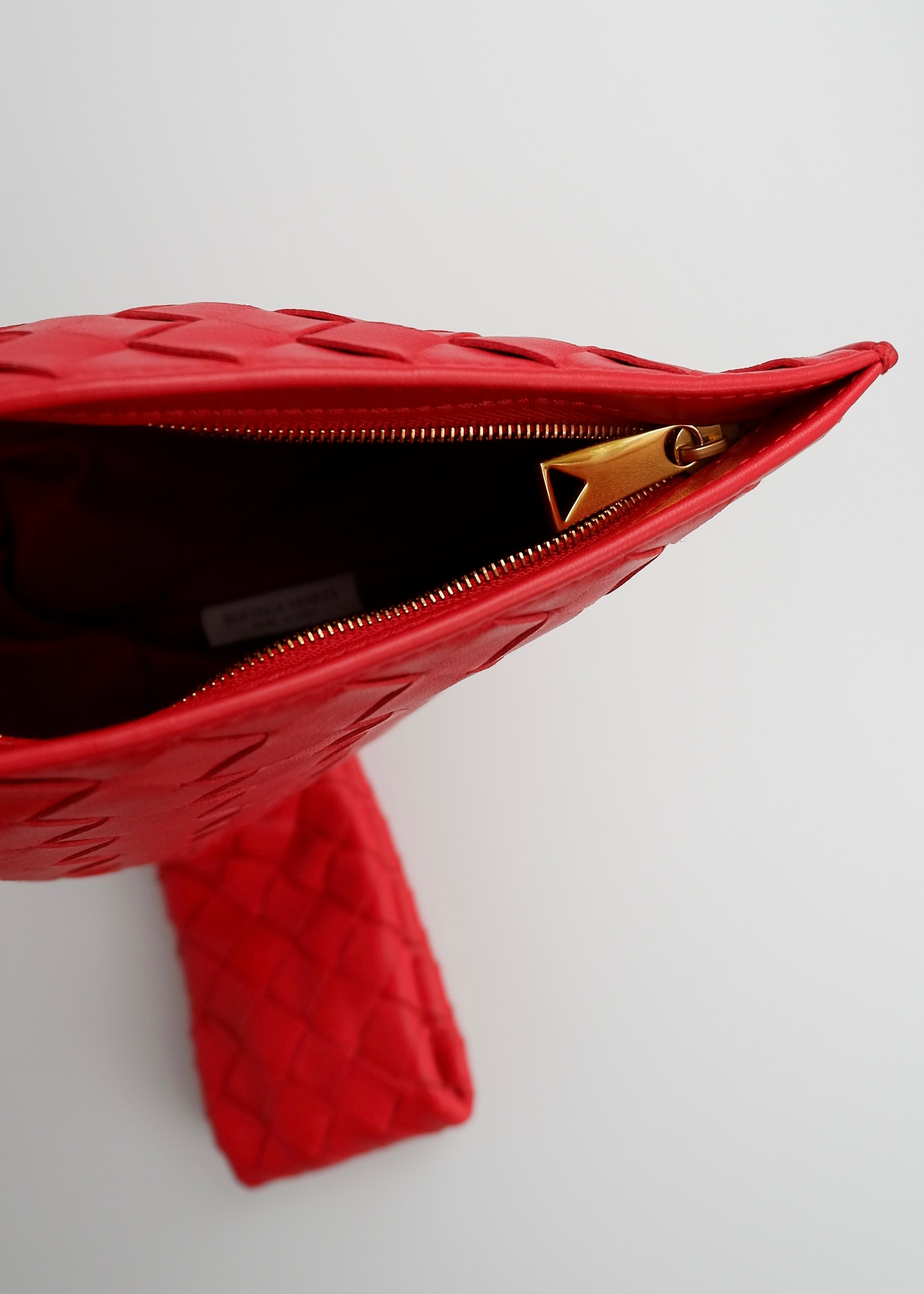 Authentic Preowned Bottega Veneta Red Woven Leather The Twist Bag