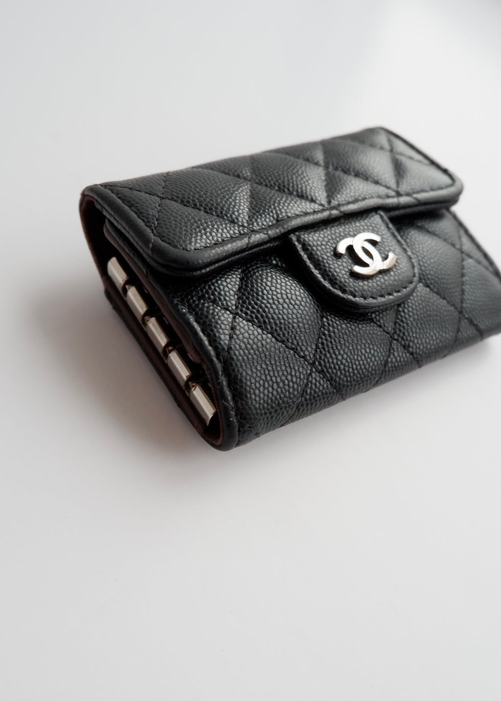 Authentic Preowned Chanel Black Caviar Leather Key Case/ Card Holder