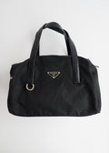 Sac à bandoulière Prada Bowler en nylon noir authentique d'occasion
