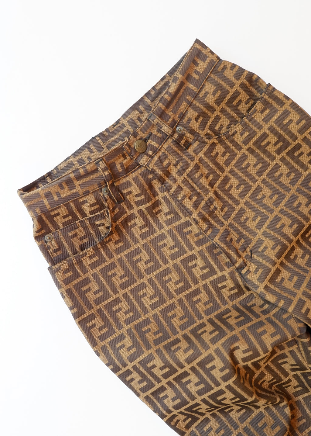 Authentic Preowned Vintage Fendi Brown Zucca Print Straight Leg Pants - S
