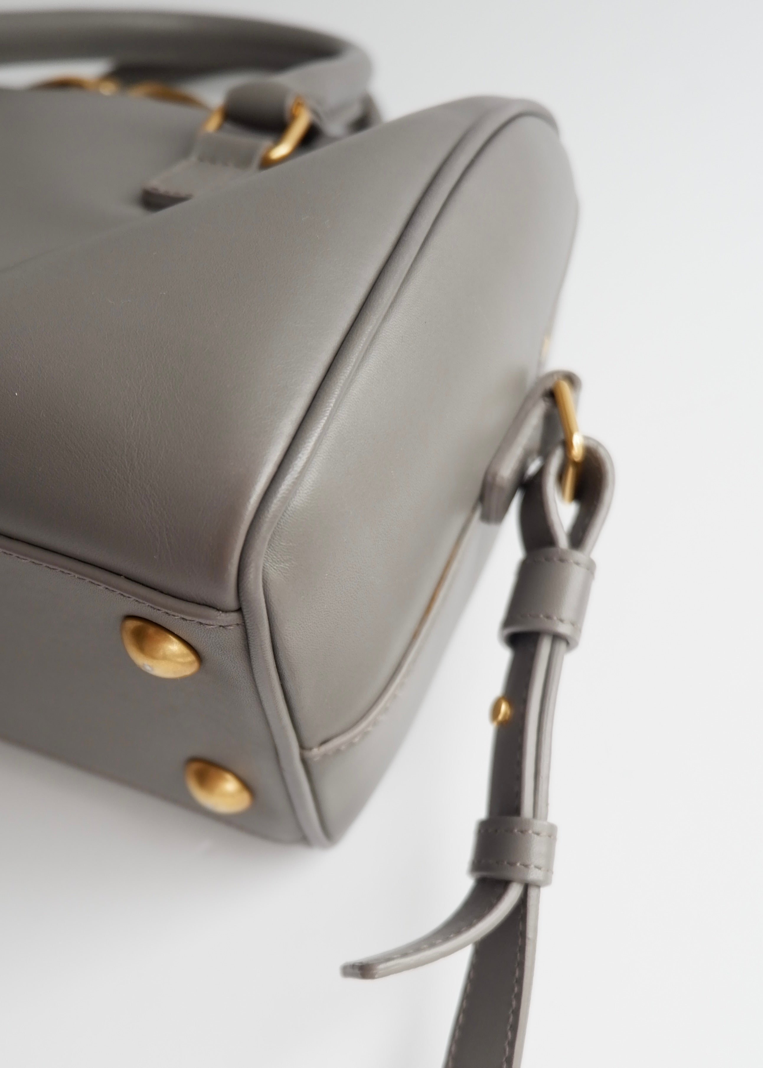 Authentic Preowned Saint Laurent Grey Leather Baby Two Way Duffle
