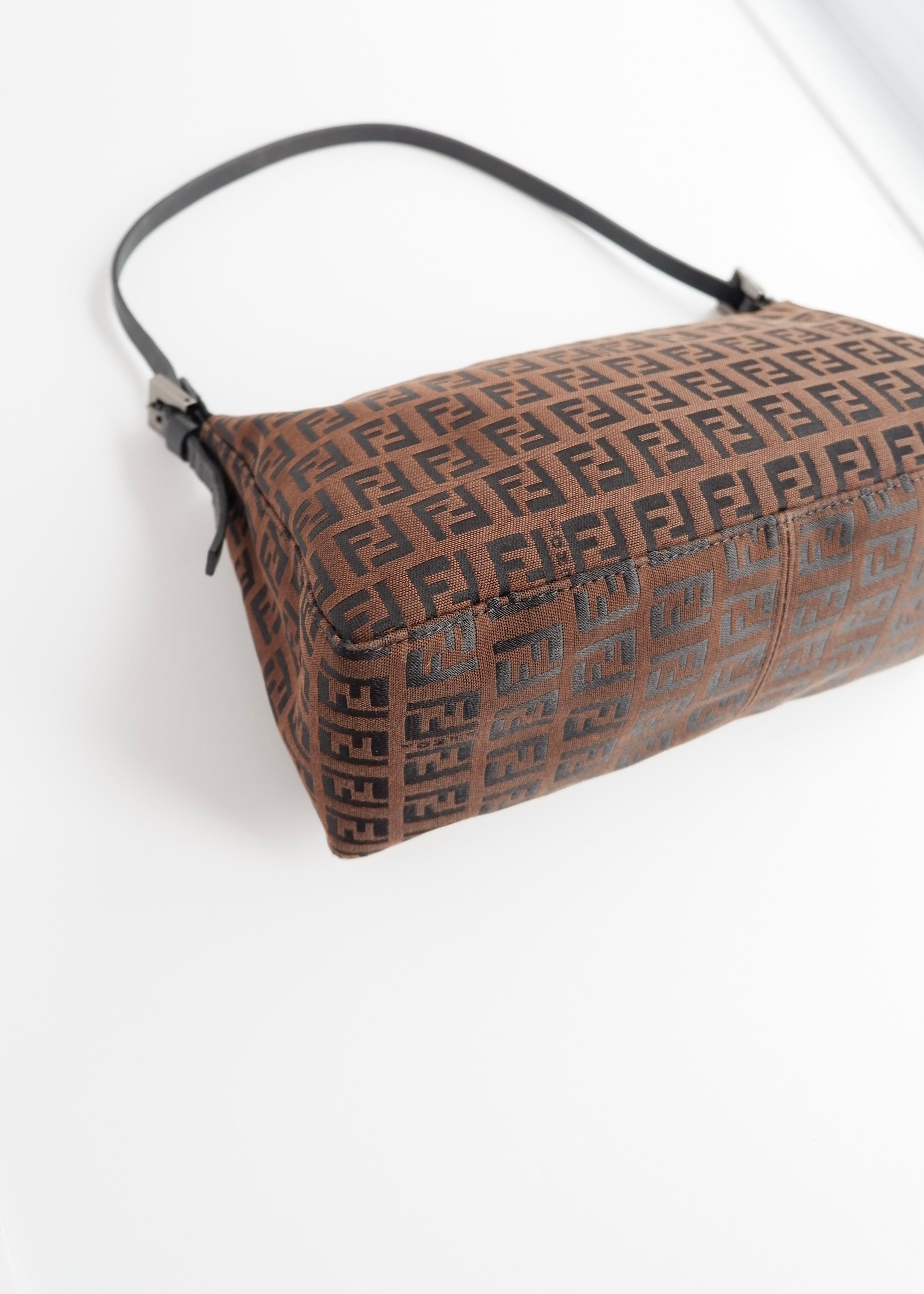 Authentic Preowned Fendi Brown Canvas Zucchino Shoulder Bag